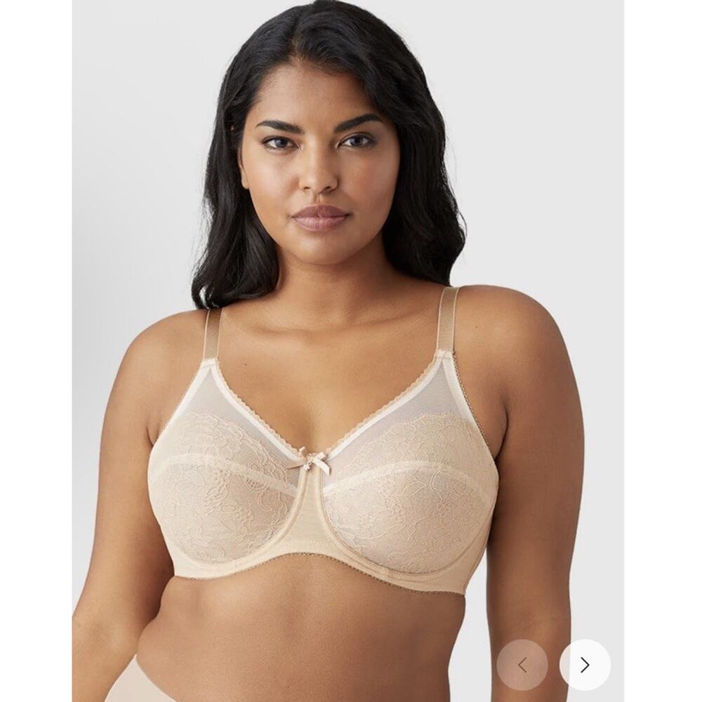 Wacoal Beige Nude Retro Chic Underwire Bra Full Coverage Lace 855186 Size 38D